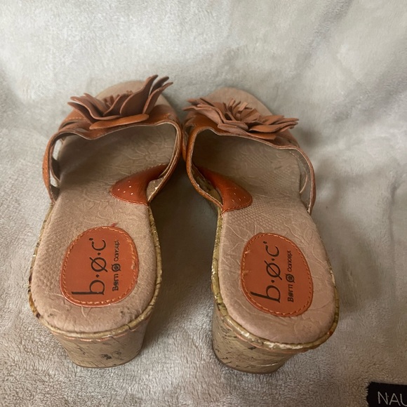 BOC Sandals Women's 9 Orange Floral Cork Wedge Slip On Cushioned Comfort Shoes - Picture 7 of 15